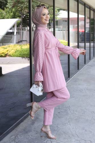 Kalp Desenli İkili Takım TSD220601 Pudra - 2