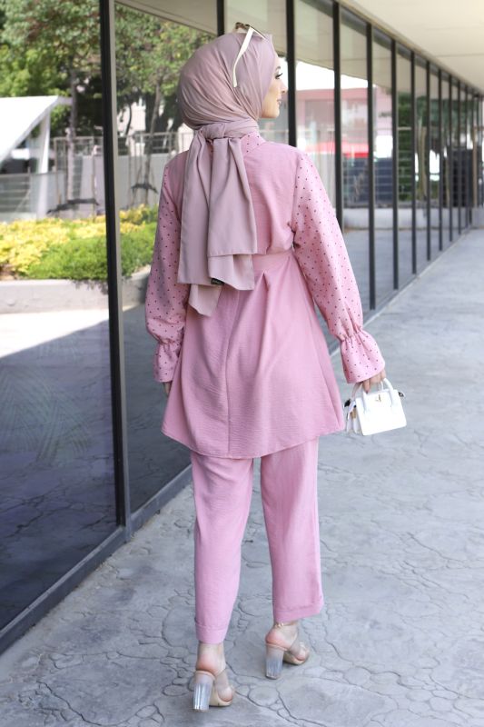 Kalp Desenli İkili Takım TSD220601 Pudra - 5