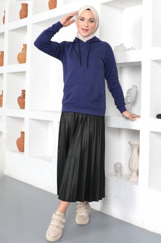 Kapşonlu Sweatshirt TSD230340 Mor - Tesettür Dünyası (1)