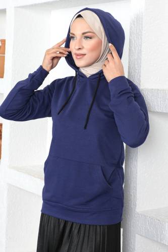 Kapşonlu Sweatshirt TSD230340 Mor - Tesettür Dünyası