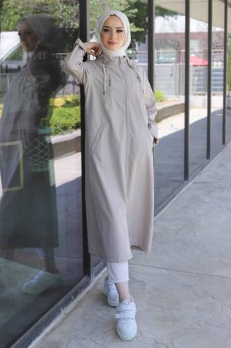 Kapşonlu Trençkot TSD220539 Bej 