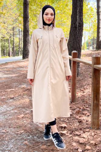 Kapşonlu Trençkot TSD220539 Krem 