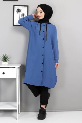 Kapşonlu Tunik TSD220519 İndigo 