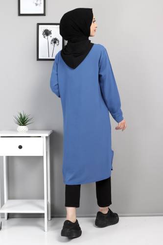 Kapşonlu Tunik TSD220519 İndigo - 5