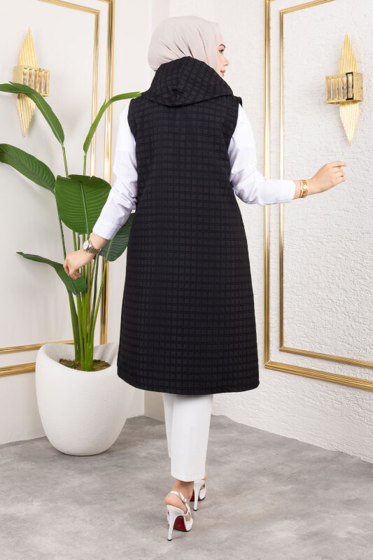 Kapüşonlu Kapitone Yelek TSD250209 Siyah - 5