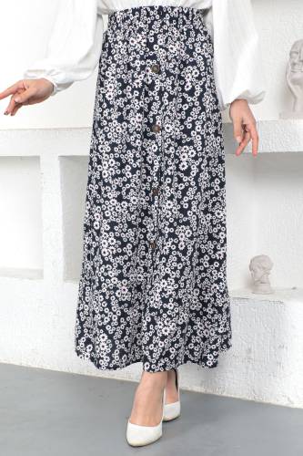 Karanfil Desenli Etek TSD230381 Lacivert 