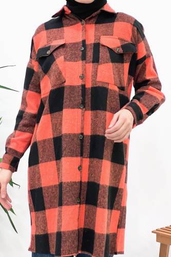 Kareli Oduncu Gömlek TSD221004 Turuncu - 4