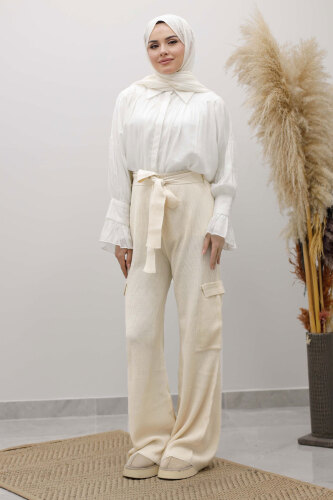 Kargo Cepli Triko Pantolon TSD260124 Bej 