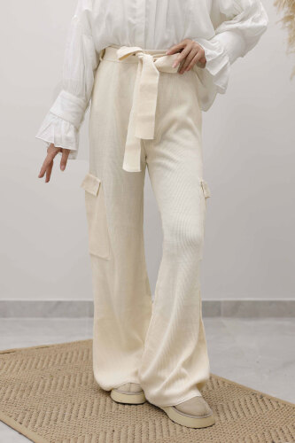 Kargo Cepli Triko Pantolon TSD260124 Bej - 2