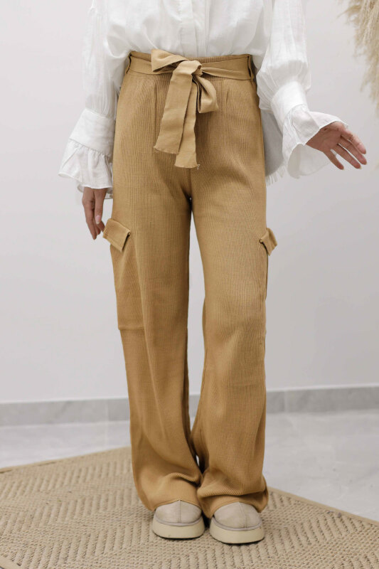 Kargo Cepli Triko Pantolon TSD260124 Camel - 2