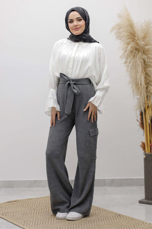 Kargo Cepli Triko Pantolon TSD260124 Füme - 1