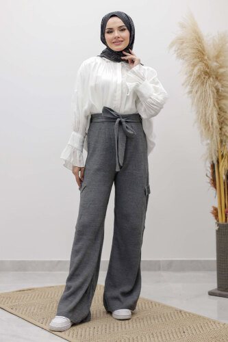 Kargo Cepli Triko Pantolon TSD260124 Füme - 3