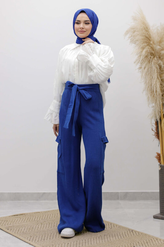 Kargo Cepli Triko Pantolon TSD260124 Saks Mavisi - 1