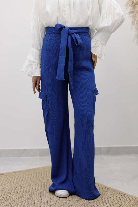 Kargo Cepli Triko Pantolon TSD260124 Saks Mavisi - 4