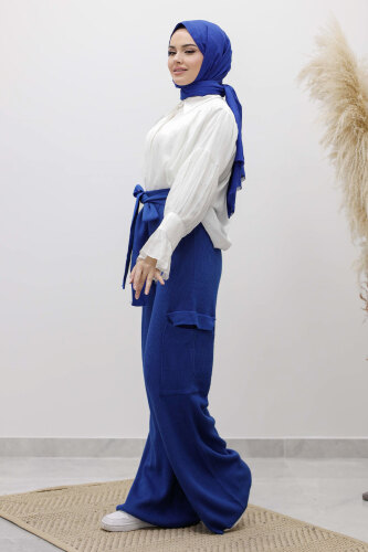 Kargo Cepli Triko Pantolon TSD260124 Saks Mavisi - 5