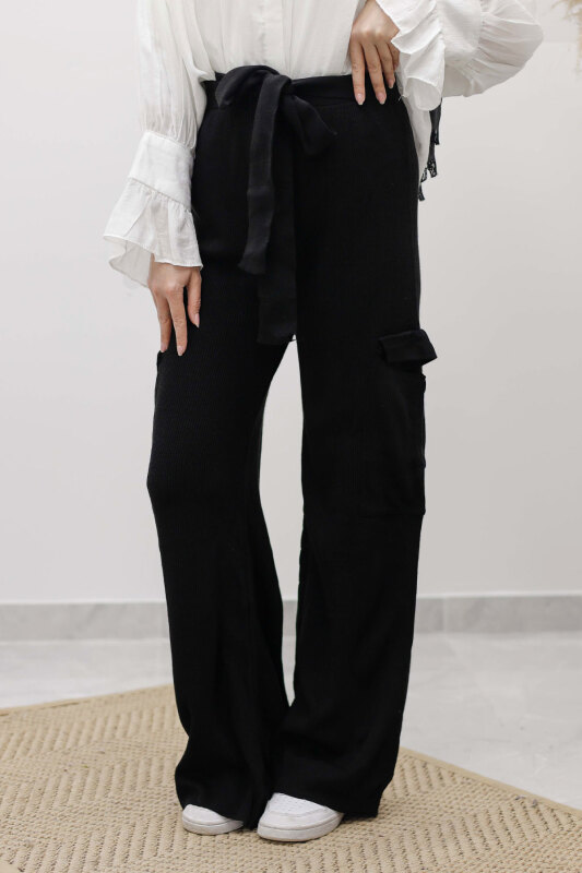 Kargo Cepli Triko Pantolon TSD260124 Siyah - 2