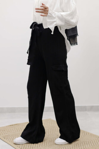 Kargo Cepli Triko Pantolon TSD260124 Siyah - 4