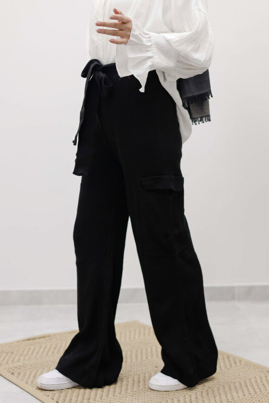 Kargo Cepli Triko Pantolon TSD260124 Siyah - 4