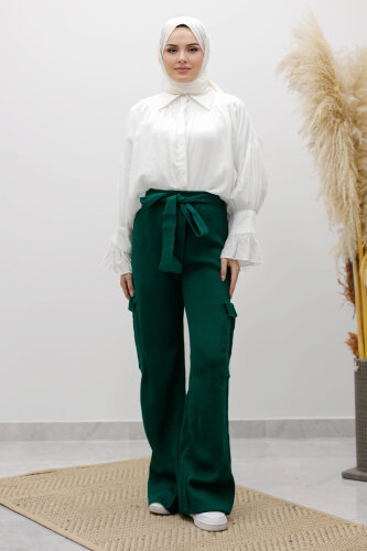 Kargo Cepli Triko Pantolon TSD260124 Zümrüt Yeşili - 1