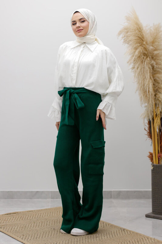 Kargo Cepli Triko Pantolon TSD260124 Zümrüt Yeşili - 3