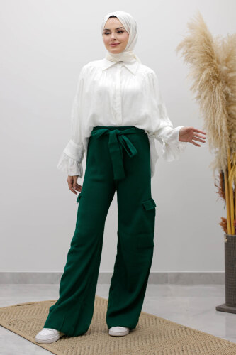 Kargo Cepli Triko Pantolon TSD260124 Zümrüt Yeşili - 5