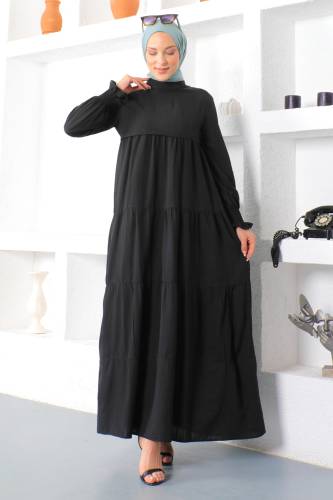 Kat Kat Tesettür Elbise TSD221208 Siyah 