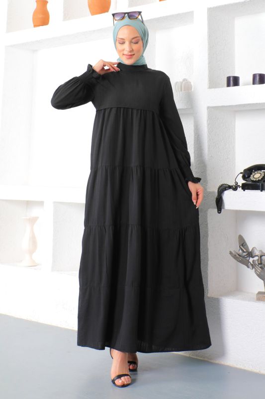 Kat Kat Tesettür Elbise TSD221208 Siyah - 1