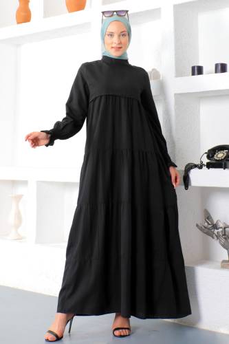 Kat Kat Tesettür Elbise TSD221208 Siyah - 3