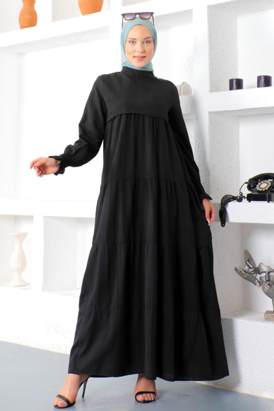 Kat Kat Tesettür Elbise TSD221208 Siyah - 3