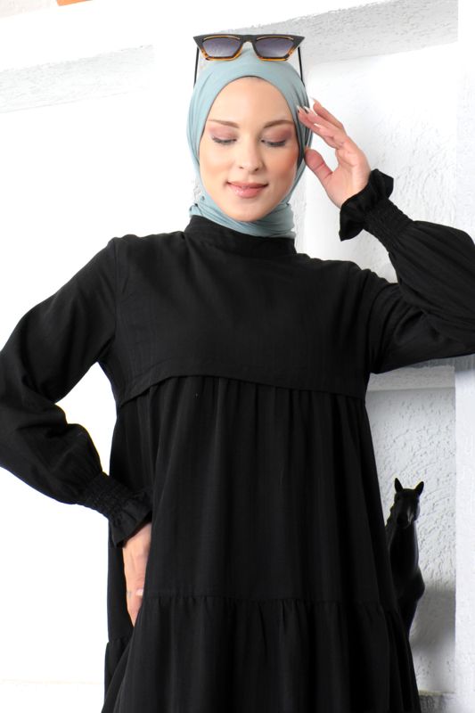 Kat Kat Tesettür Elbise TSD221208 Siyah - 4