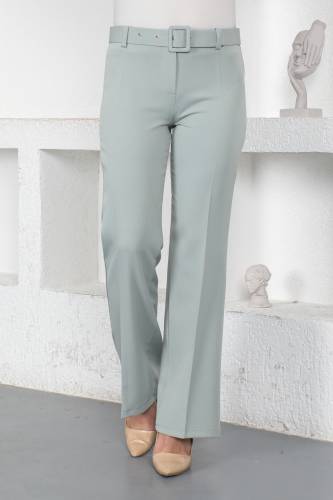 Kemerli Bol Paça Pantolon TSD221110 Mint Yeşili 