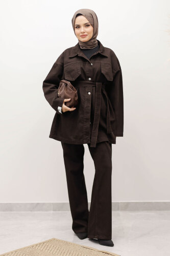 Kemerli Denim Takım TSD250231 Acı Kahve 