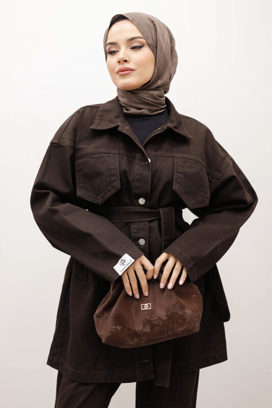 Kemerli Denim Takım TSD250231 Acı Kahve - 2