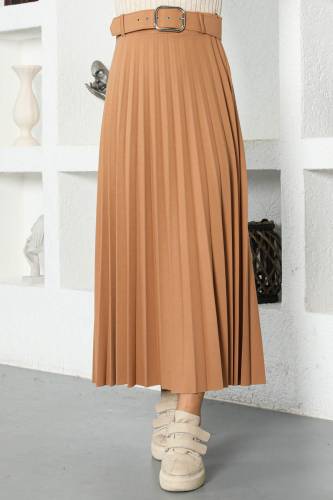Kemerli Pileli Etek TSD220915 Camel 