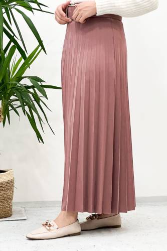 Kemerli Pileli Etek TSD220915 Gül Kurusu - 4