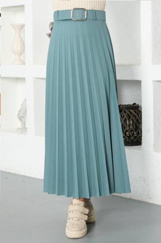 Kemerli Pileli Etek TSD220915 Mint Yeşili 