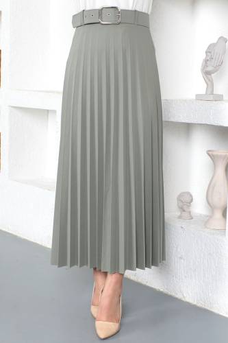 Kemerli Pileli Etek TSD230113 Çağla Yeşili 