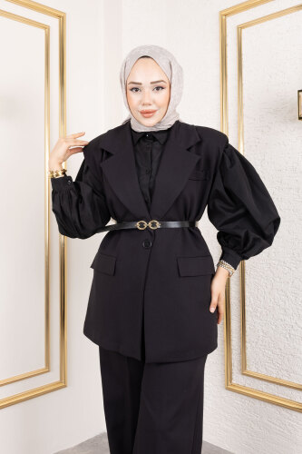 Kemerli Yelekli Takım TSD250189 Siyah - 2