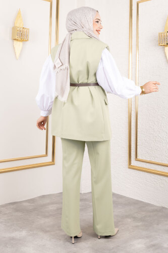 Kemerli Yelekli Takım TSD250189 Yeşil - 5