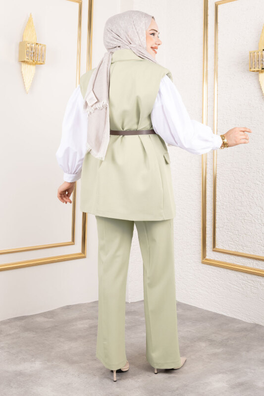 Kemerli Yelekli Takım TSD250189 Yeşil - 5