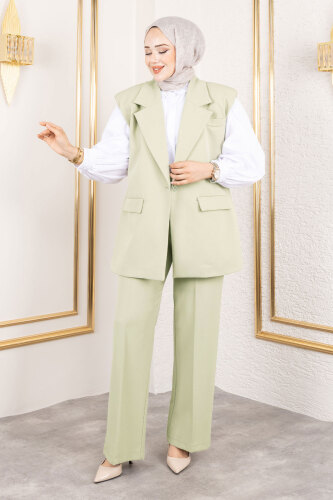 Kemerli Yelekli Takım TSD250189 Yeşil - 3
