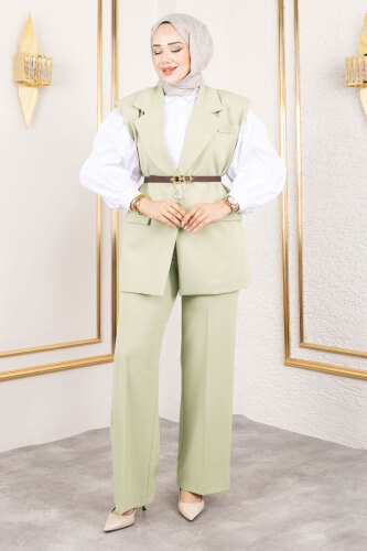 Kemerli Yelekli Takım TSD250189 Yeşil - 4
