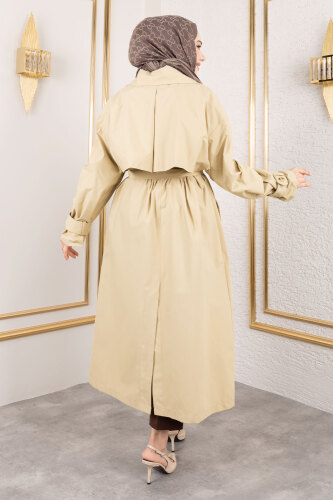 Ekstra Oversize Trençkot TSD250139 Bej - 5