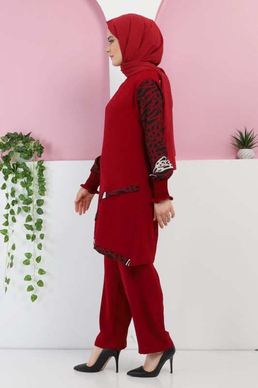 Kolları Desenli Takım TSD220327 Bordo - 3