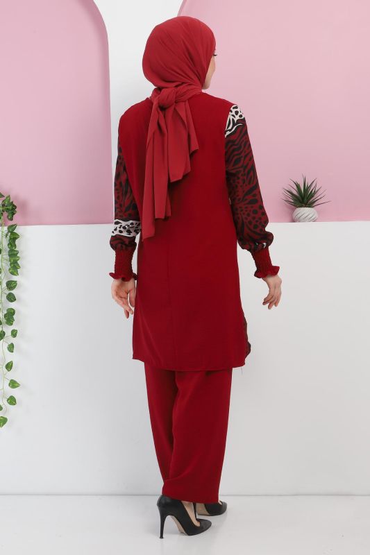 Kolları Desenli Takım TSD220327 Bordo - 4
