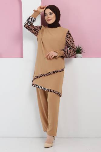 Kolları Desenli Takım TSD220327 Camel 