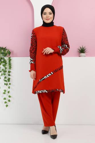 Kolları Desenli Takım TSD220327 Kiremit 