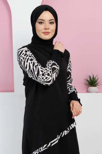 Kolları Desenli Takım TSD220327 Siyah - 2