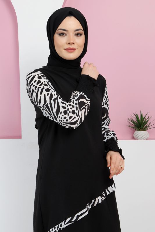 Kolları Desenli Takım TSD220327 Siyah - 2