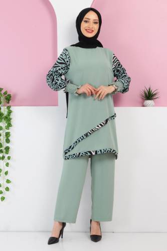 Kolları Desenli Takım TSD220327 Yeşil 